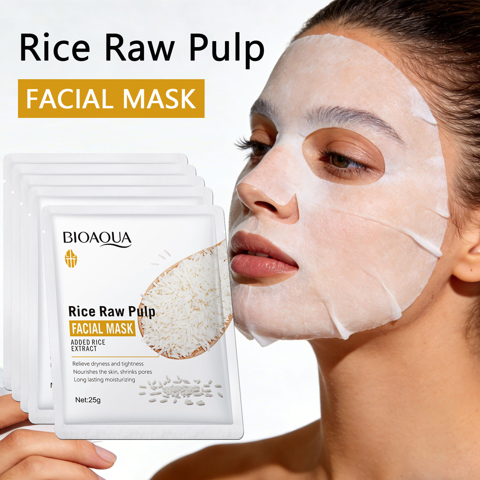 Korean Skincare Routine - 1/5/10/20 Stück Reis-Rohpulpe Gesichtsmasken Feuchtigkeitsspendende Straffende